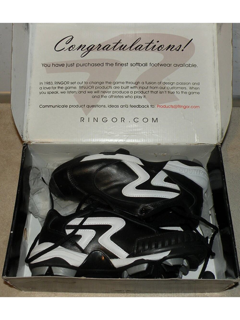 Ringor Diamond Star Pitching Womens Softball Cleats Shoe 8.5 Black White New Box